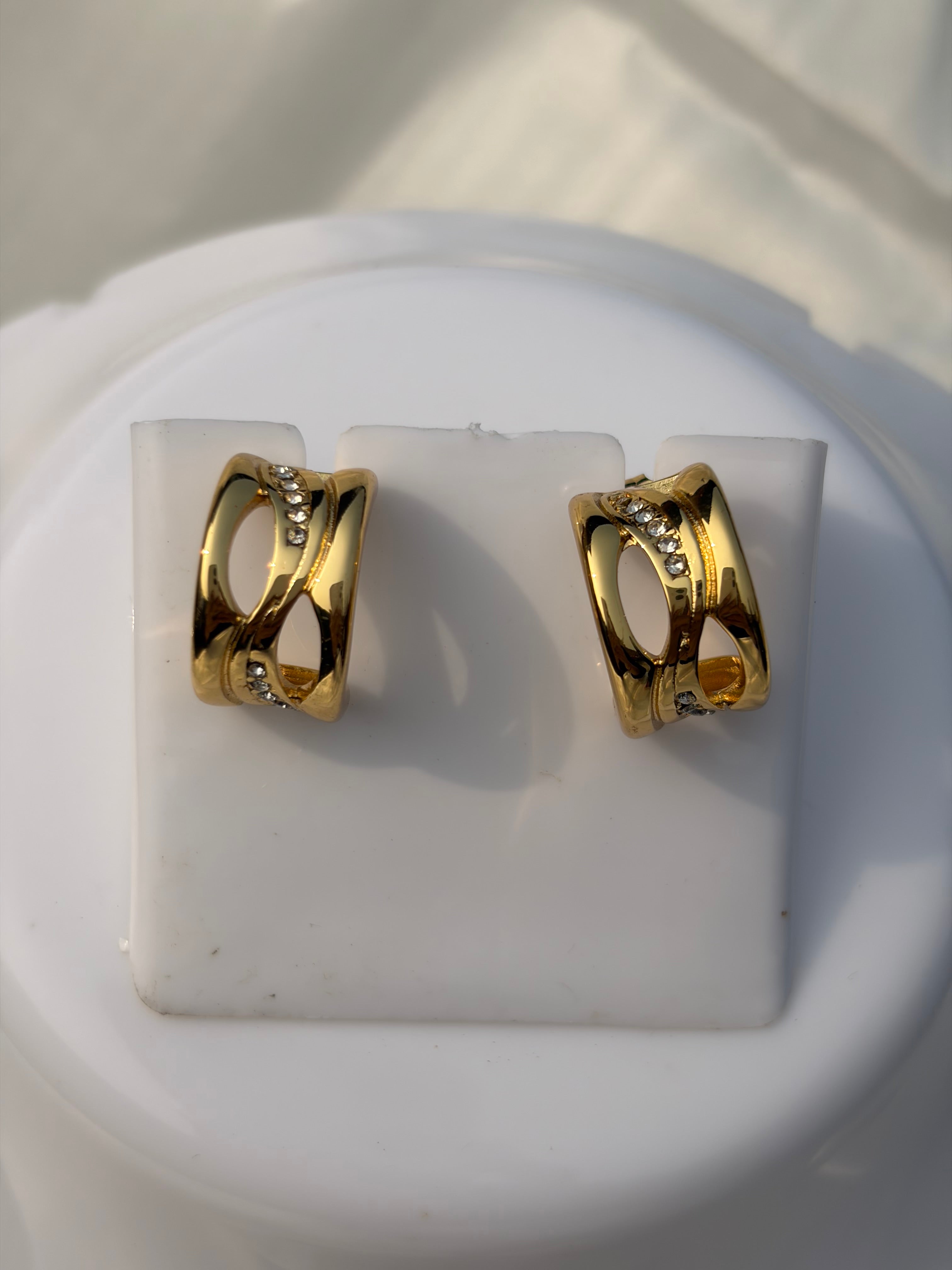 Golden Crystal Hoops