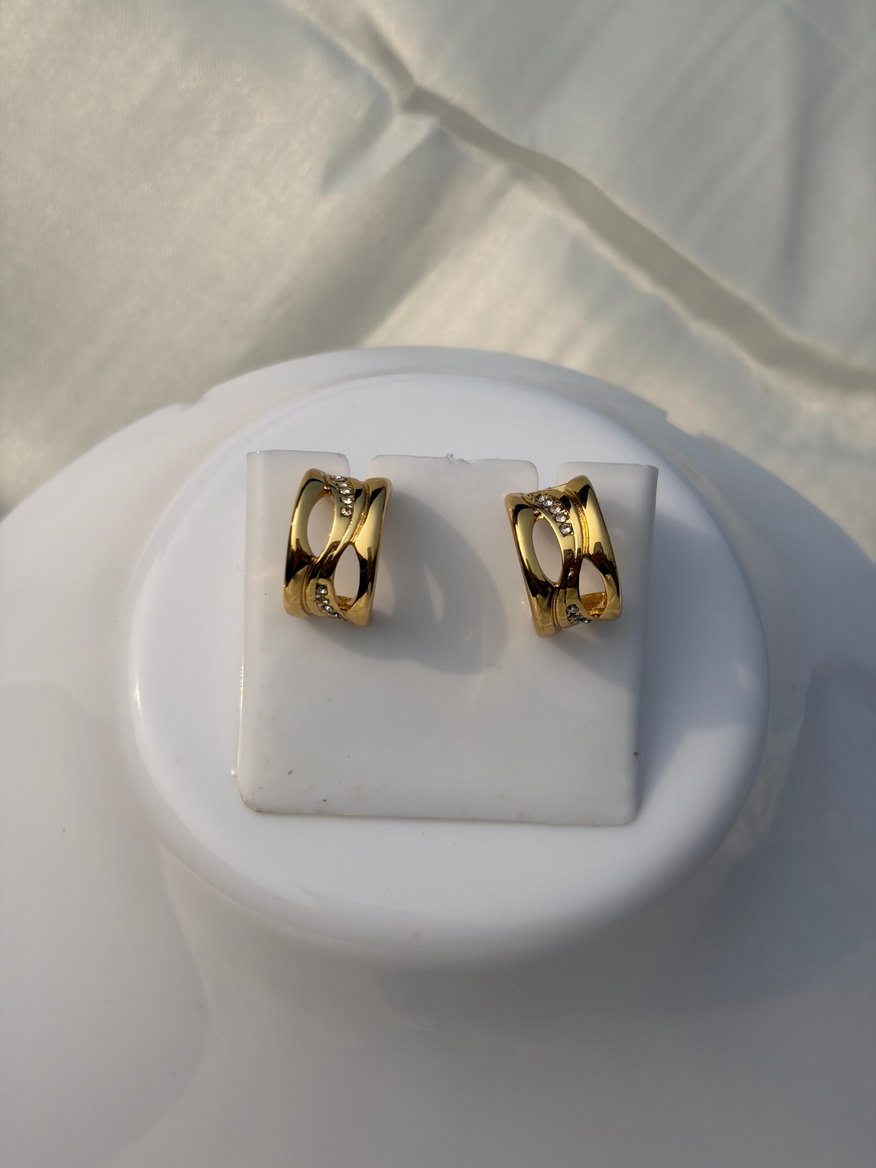 Golden Crystal Hoops